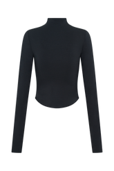Ember Modal Long Sleeve High Neck Top - Black